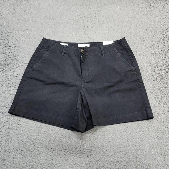 LOFT Monroe 6" Shorts Womens 12 Black Curvy Mid Rise Chino Twill New Tags - Picture 1 of 10